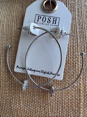 POSH Jewelry Co. Silver Hoop Earrings with disk